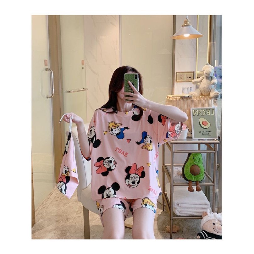 Set cộc tay in hình Zoo nhiều mẫu nữ - Bộ quần short thun, áo phông ngắn icon dễ thương Ulzzang HOT