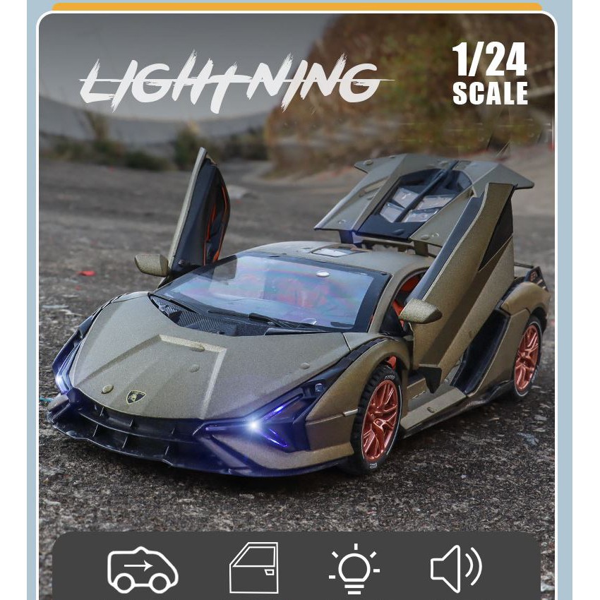 Tỷ lệ 1:24 Xe mô hình kim loại Lambo Lighting Sian FKP 37