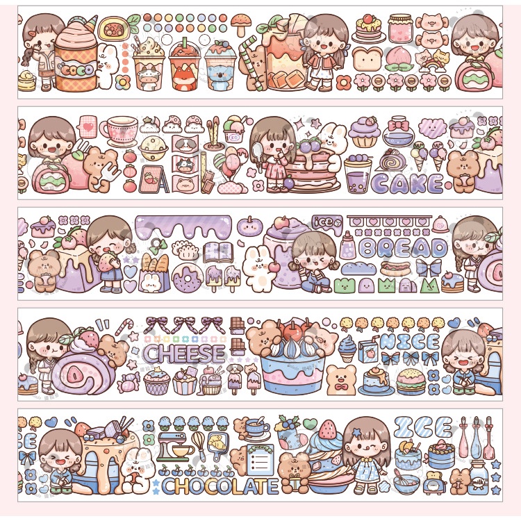 Cuộn washitape họa tiết DoDoJam siêu dễ thương, Băng giấy dán Telado trang trí nhật ký, Nhãn dán sáng tạo sổ tay xinh