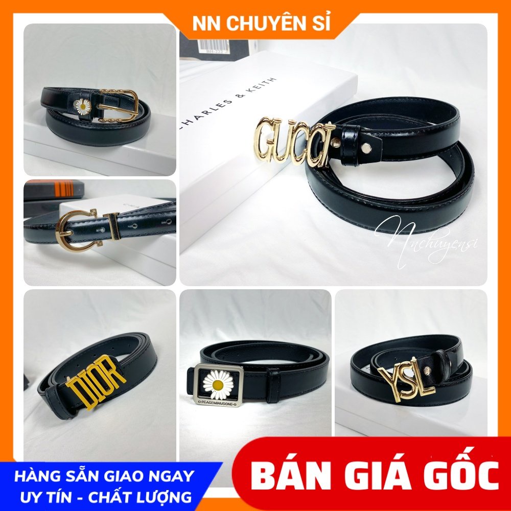 Dây nịt nữ chất da dày mềm phối logo thương hiệu dễ thương Thắt lưng nữ