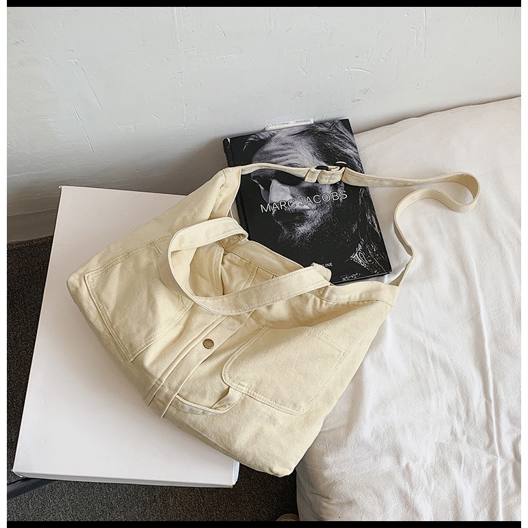 Túi tote/ đeo chéo vải canvas trendy hình túi quần
