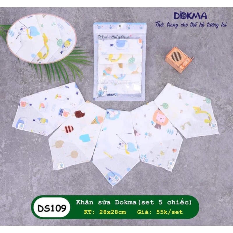 [DS109] Set 5 khăn sữa Dokma cao cấp 28x28cm (giao màu ngẫu nhiên)