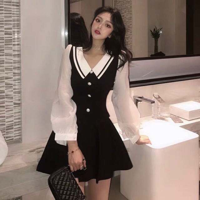 VÁY XOÈ CỔ THUỶ THỦ TAY BỒNG TÔN DÁNG
