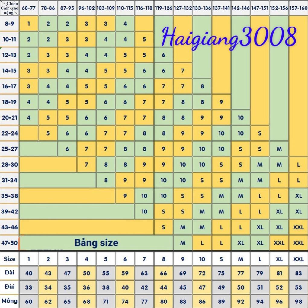 Quần thun dài bé trai size đại 18 - 50kg