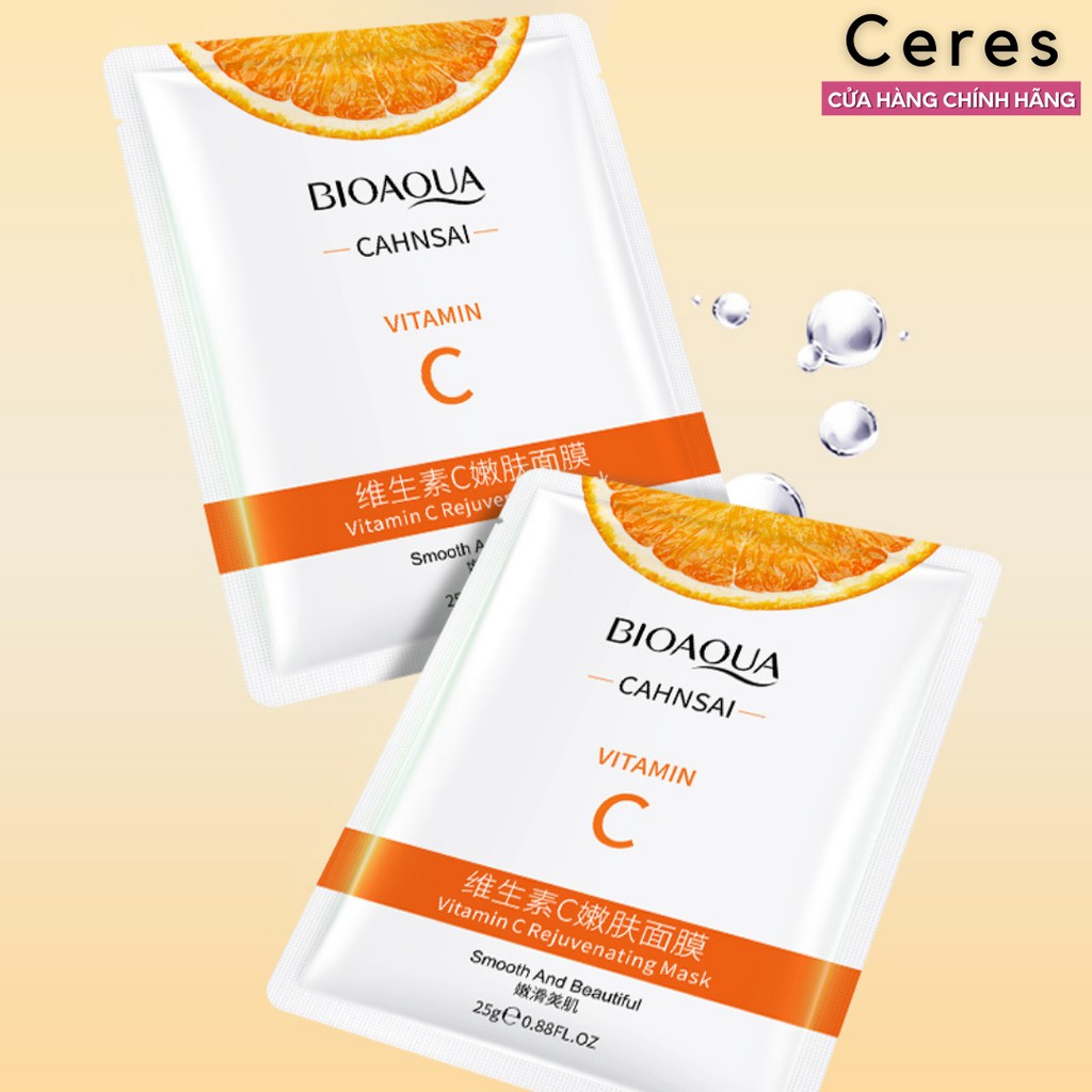 Mặt nạ giấy vitamin C mask dưỡng trắng da cấp ẩm chiết xuất cam bioaqua 25g | BigBuy360 - bigbuy360.vn