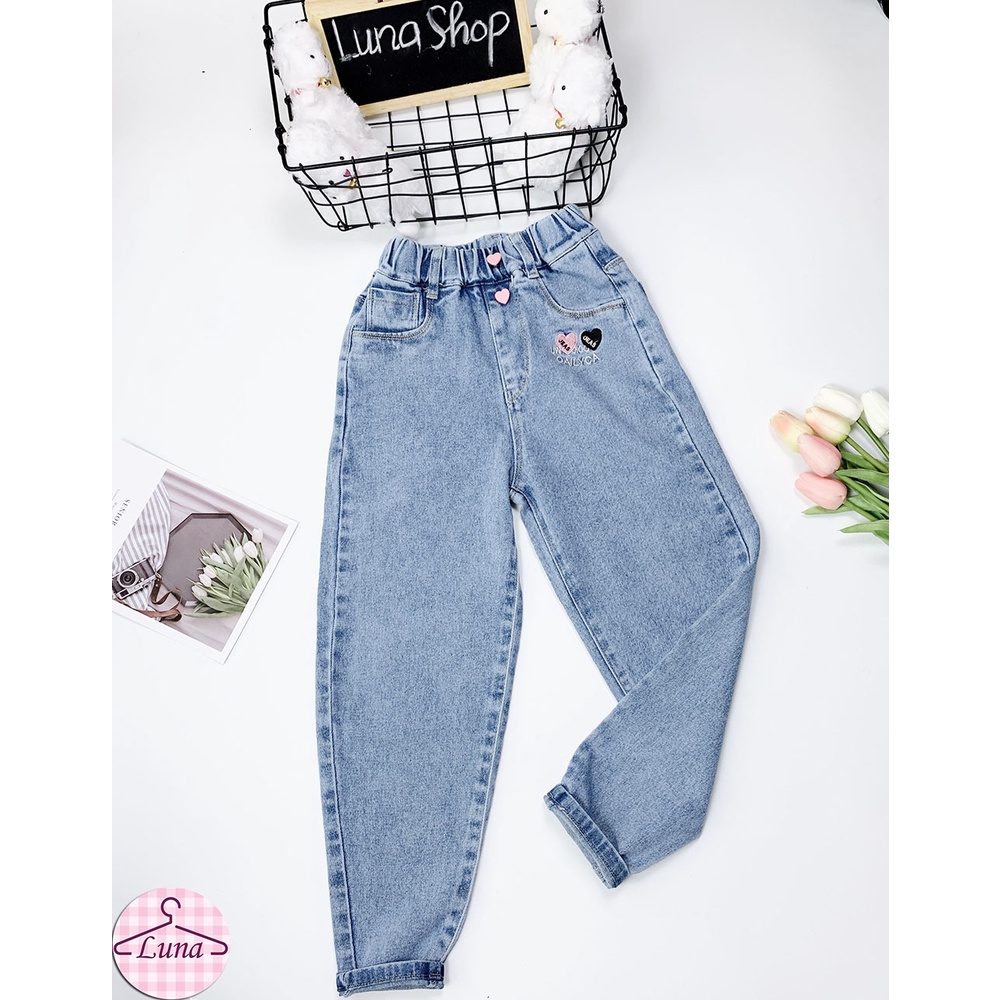 Quần bò jean baggy bé gái mềm, co giãn size 16 - 37kg M2210