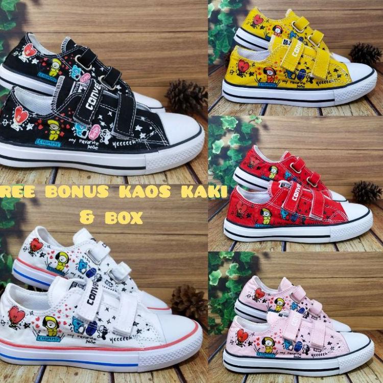Giày Nữ Nâng Chiều Cao | Giày Bé Trai | Giày SNEAKER Trẻ Em | Giày Converse BTS BT21 Năng Động Cá Tính Thời Trang | Giày Đi Học Trẻ Em ▼➞ (Tiếng Bán)