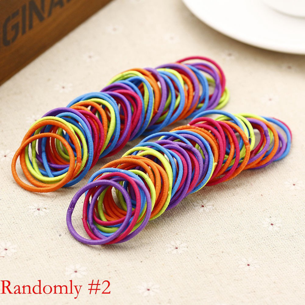 Bộ 50 Dây Buộc Tóc Cao Su Nylon Co Giãn Màu Kẹo Ngọt Dành Cho Nữ