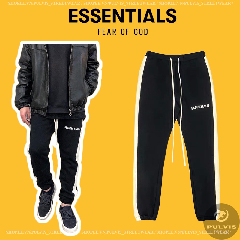 ⚡️[Hight Quality] - Quần Fear of God Essentials Side Stripe Sweatpants Black, Quần sweatpants FOG ESSENTIALS