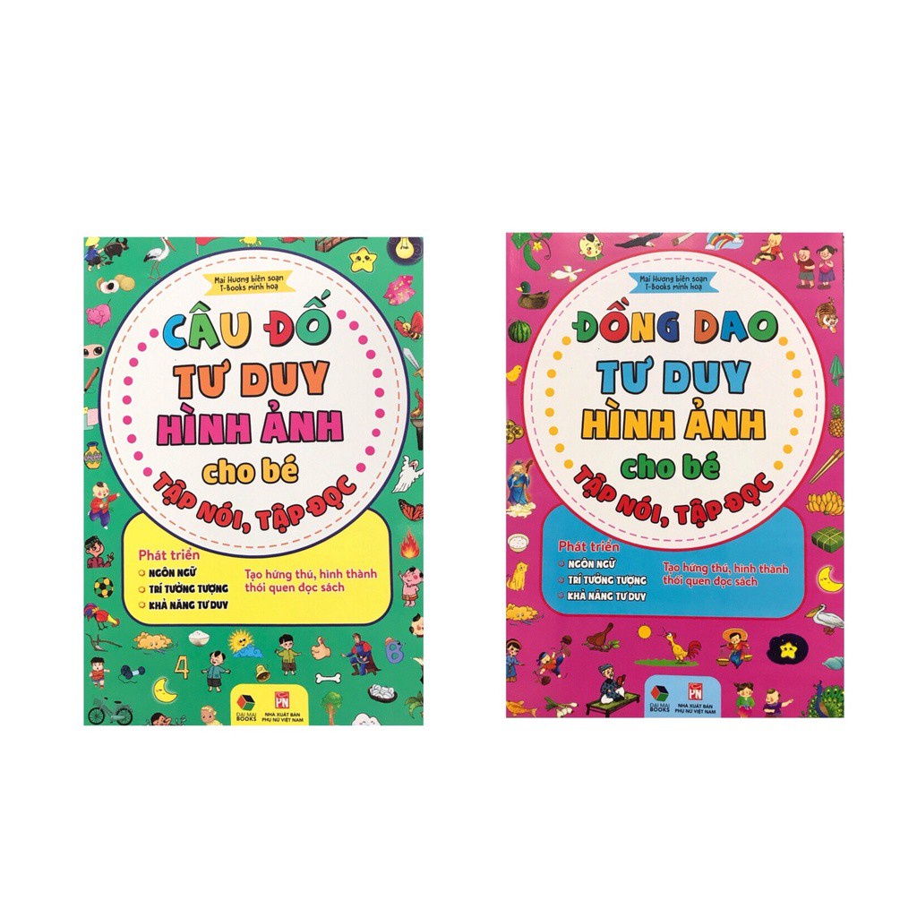 Sách - Combo Đồng dao tư duy hình ảnh cho bé tập nói tập đọc + Câu đố tư duy hình ảnh cho bé tập nói tập đọc