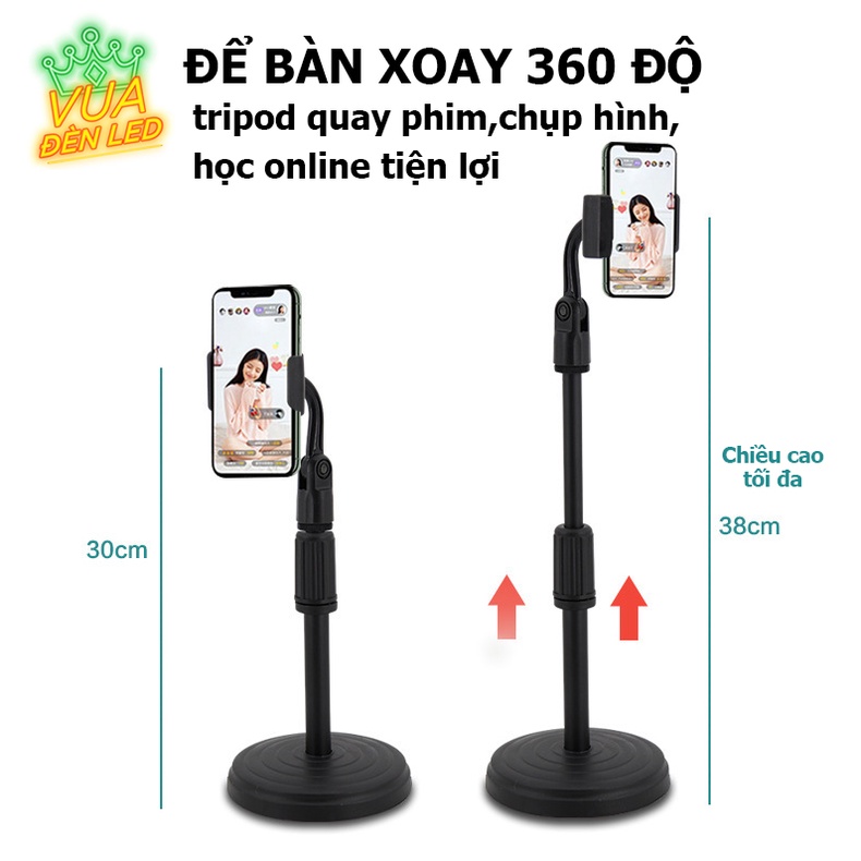 [Hàng loại 1] Giá đỡ điện thoại Livestream để bàn xoay 360 độ, tripod quay phim, chụp hình, học online tiện lợi