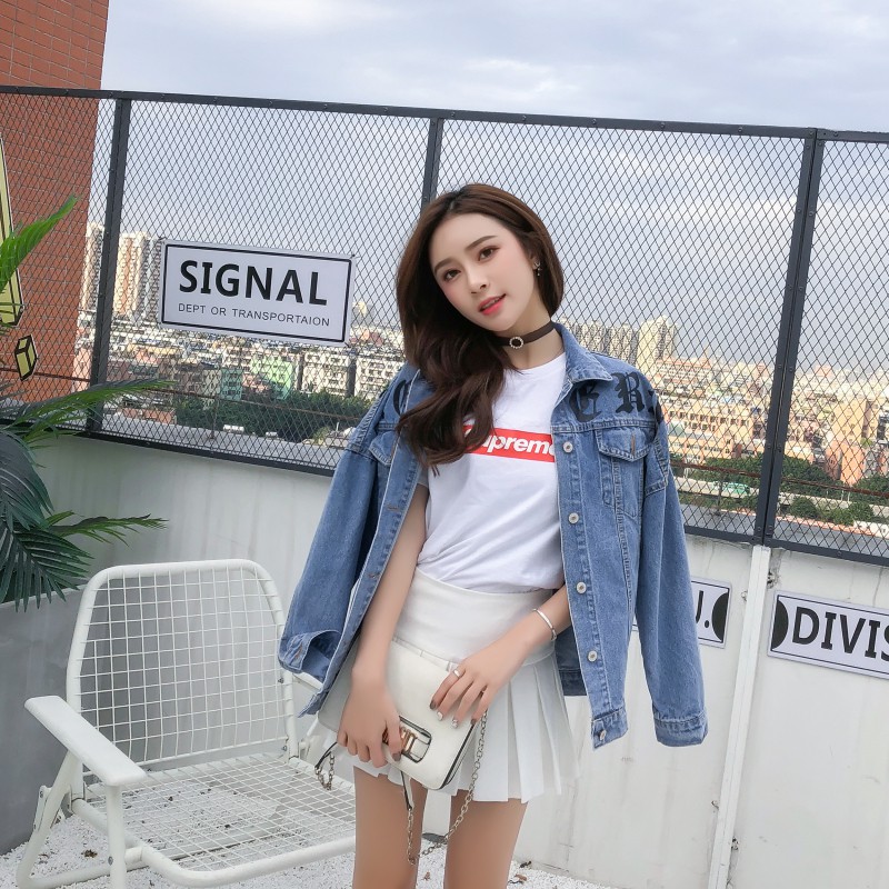 Áo Khoác Denim Form Rộng Thời Trang 2018 Cho Nữ