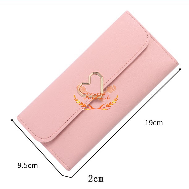 Ví Da Dài Thời Trang Thiết Kế Khoá Hình Trái Tim Cho Nữ