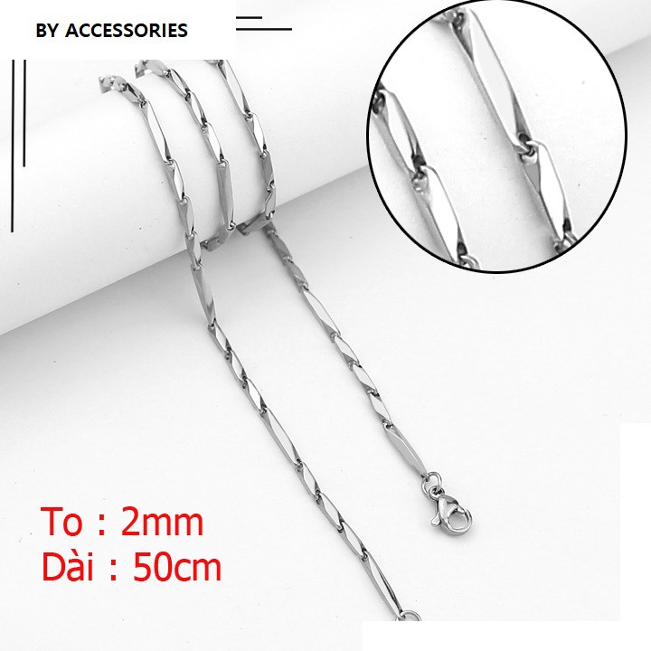 Dây chuyền inox nam xích nối đoạn dày 2mm không đen không gỉ