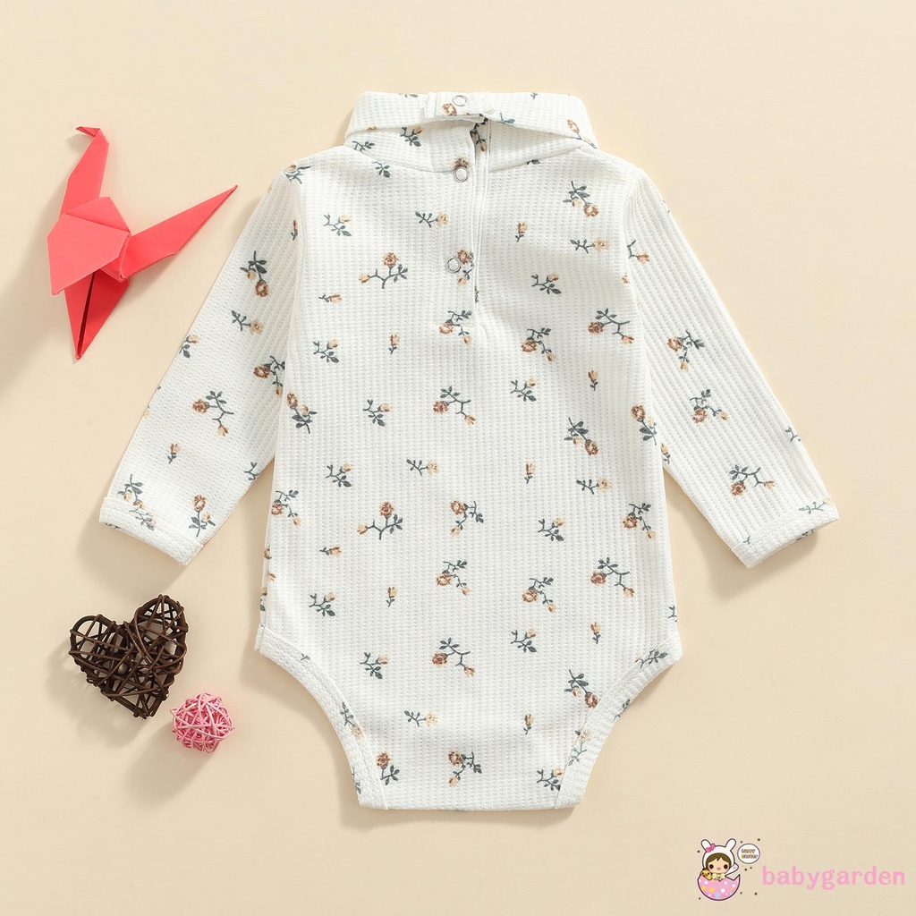 Áo Liền Quần Tam Giác Tay Dài Cổ Cao In Hoa Thời Trang Cho Bé Gái