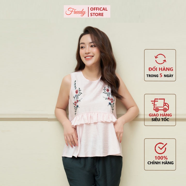 [Mã BMBAU300 giảm 7% đơn 499K] Đồ bộ mặc nhà 2 dây nữ đẹp cao cấp Freedy -BH120117