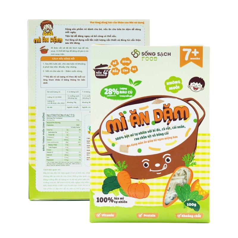 (Sợi Somen và Sợi Udon) Mì rau củ cho bé ăn dặm từ 5m - Sống Sạch Green Foods