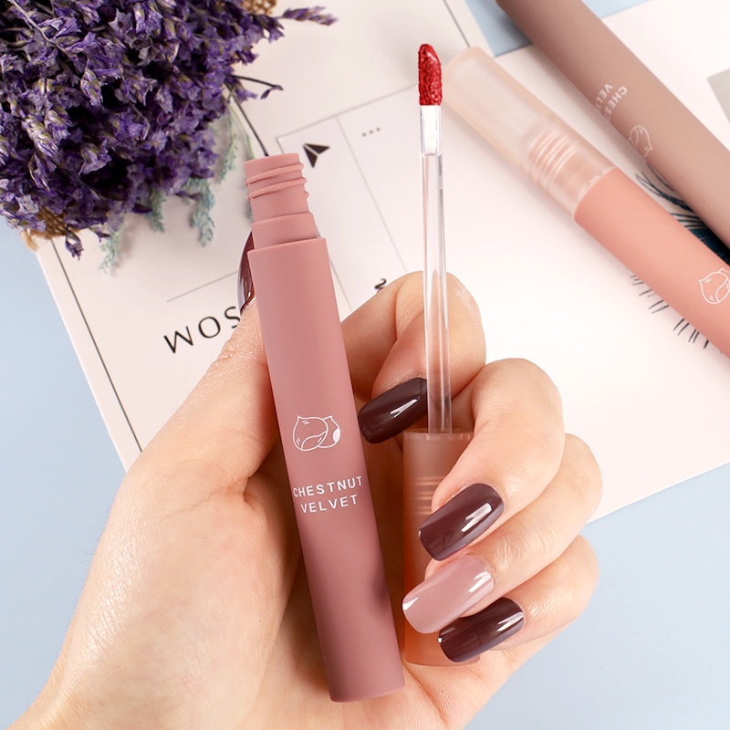 [Hàng mới về] Son kem trang điểm dạng lỏng lì mềm mịn như nhung tinh tế chống thấm nước không dính ly