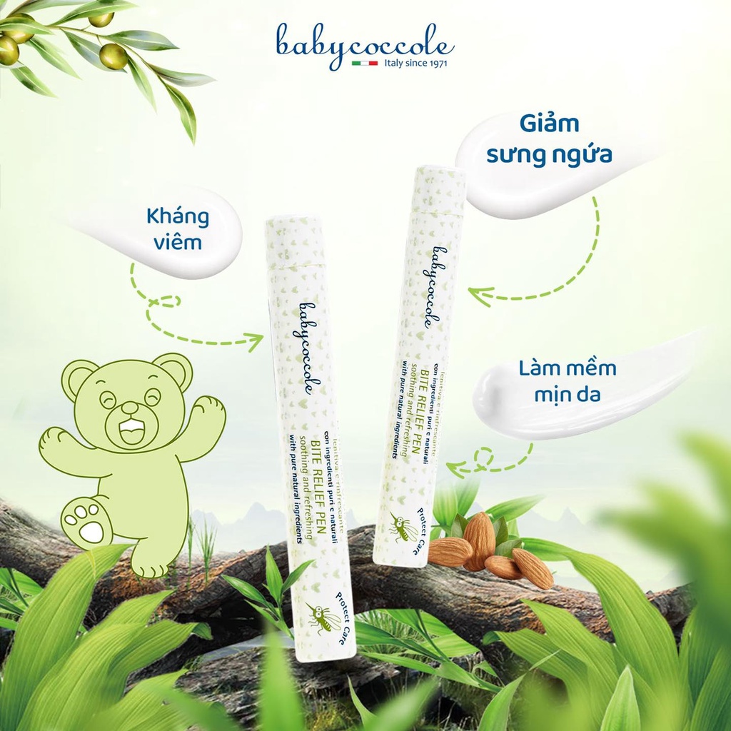 Bút chấm muỗi đốt cho bé Babycoccole Ý 0m+, bút chấm vết côn trùng cắn 10ml- Monnie Kids