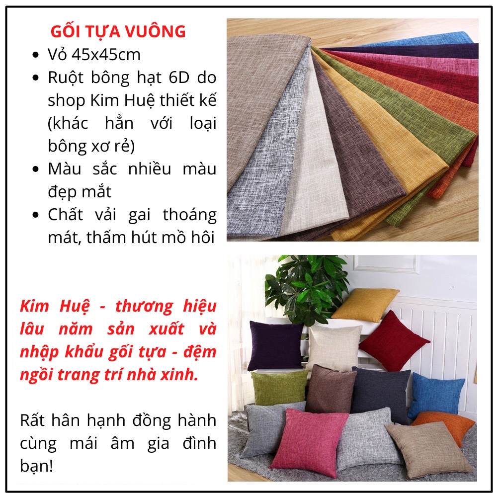 Gối tựa lưng, gối tựa sofa, gối tựa vuông 45x45 (cả vỏ cả ruột )