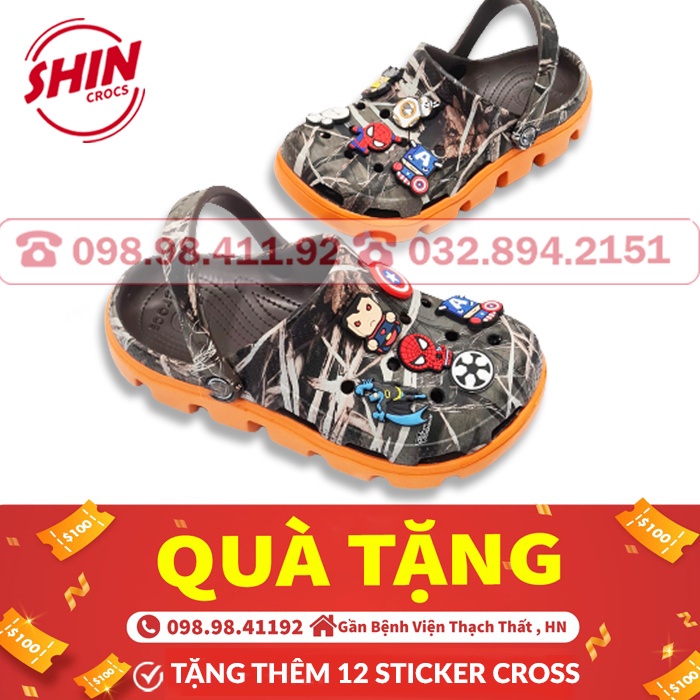 Dép cross💖FREESHIP💖dép cross vảy sơn họa tiết cam ràn ri SHINV0998 tặng thêm 12 sticker cross