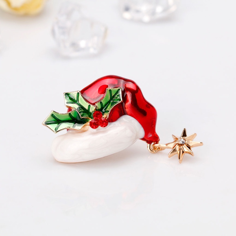 Trâm Cài Áo Hình Chiếc Nón Đỏ / Xanh Lá Tráng Men Xinh Xắn Cho Bé Gái