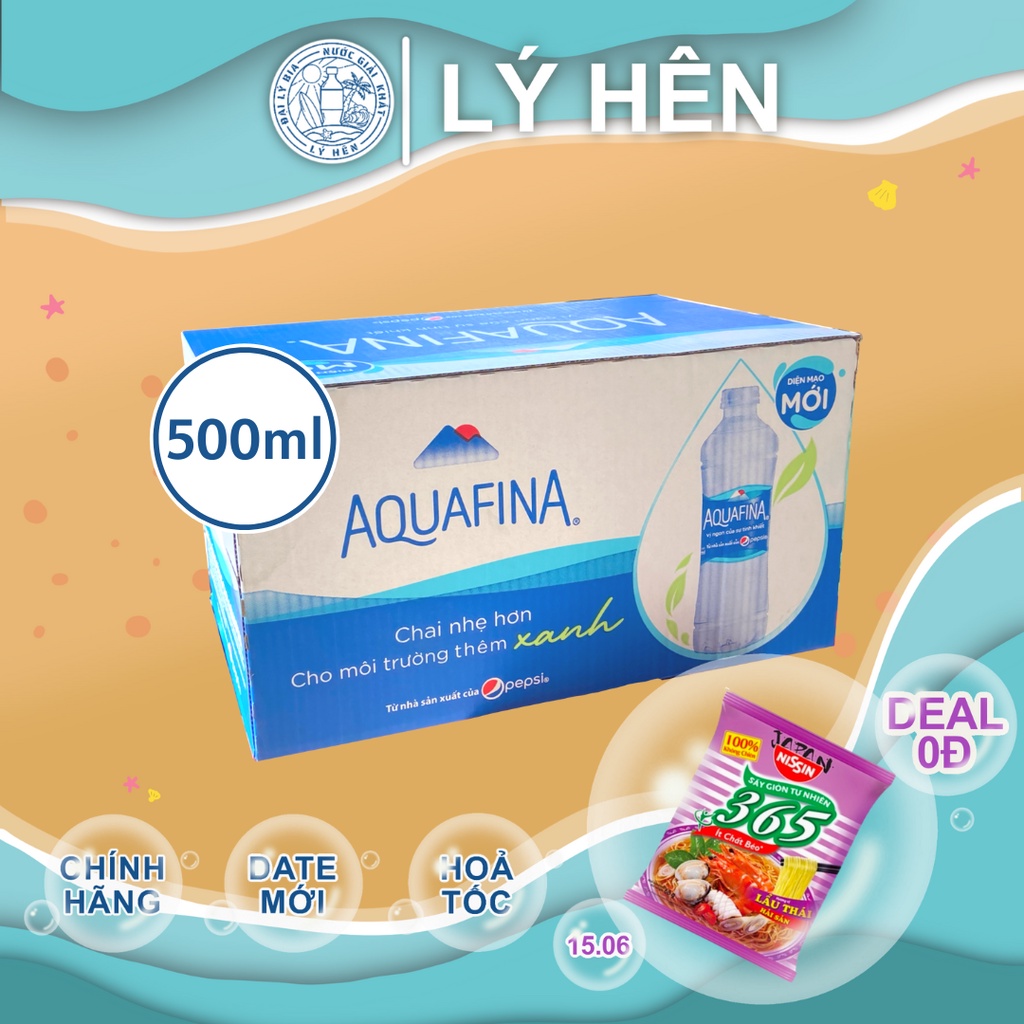 Thùng 24 Chai Nước Suối Tinh Khiết Đóng Chai Aquafina Chai Nhựa 500ml Date Luôn Mới