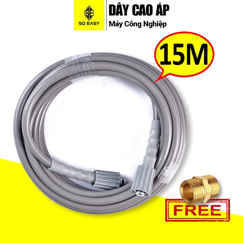 Dây rửa xe cao áp C0004,dây cao áp máy rửa xe công nghiệp 8-15m, dây cao áp ren trong 22mm,+ tặng khớp nối 2 đầu
