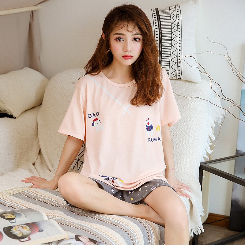 Bộ đồ ngủ nữ mùa hè Quần áo cộc tay ngắn mỏng hoạt hình dễ thương quần short-  Đồ mặc ở nhà và đi chơi BĐN03 | BigBuy360 - bigbuy360.vn