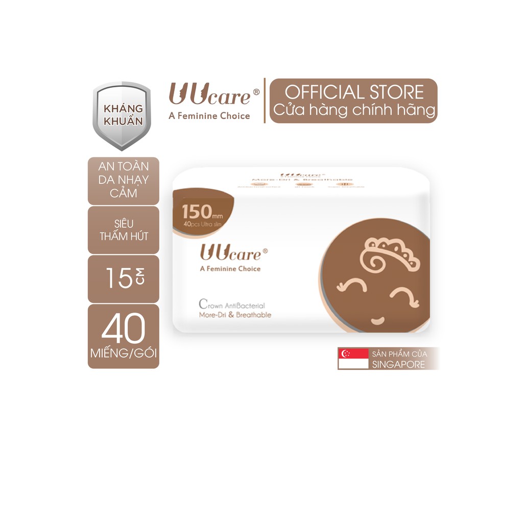 Băng Vệ Sinh Uucare Singapore Crown Antibacterial Hàng Ngày 15Cm