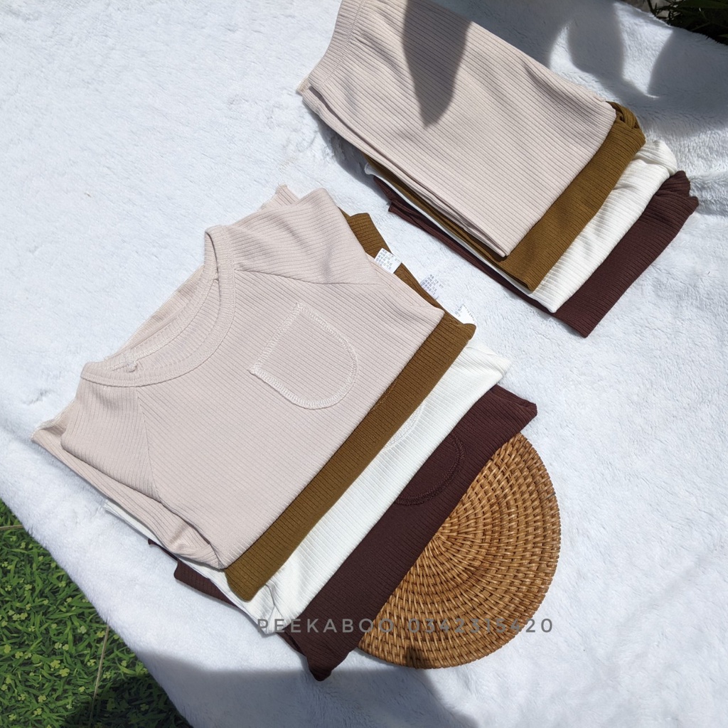 [PEEKABOO] BỘ ĐỒ DÀI TAY LEN TĂM SIÊU MỀM MỊN THOÁNG MÁT HÀNG QUẢNG CHÂU CAO CẤP