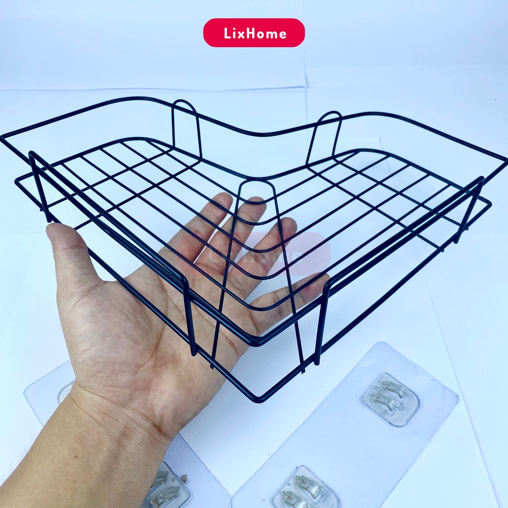 Kệ góc nhà tắm dán tường Inox, sắt sơn tĩnh điện đựng dầu gội, sữa tắm, gia vị không cần khoan đục LKG1 - LIXHOME