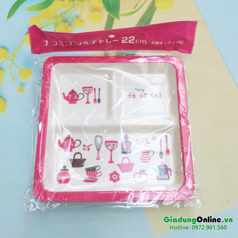 Khay ăn cho bé họa tiết hồng nhập khẩu từ Nhật - Larva Store