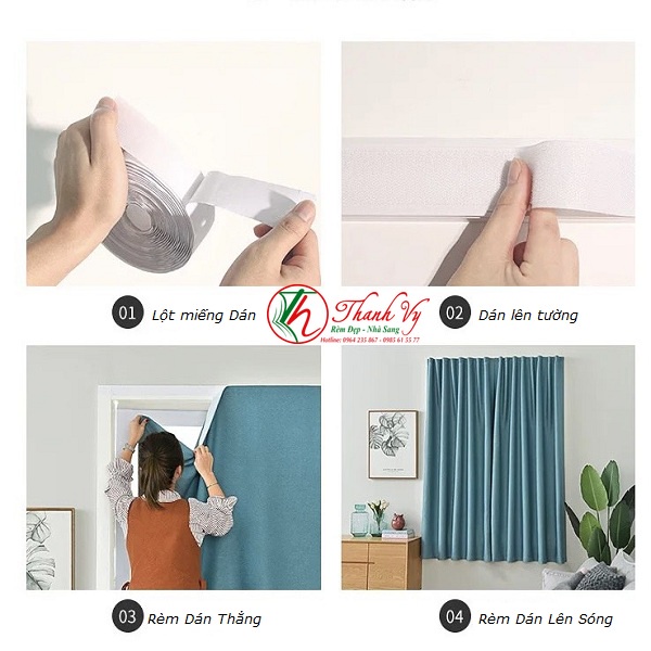 Rèm Cửa Dán Tường , Chống Nắng - cản sáng 96% , Có Nhiều Kích thước