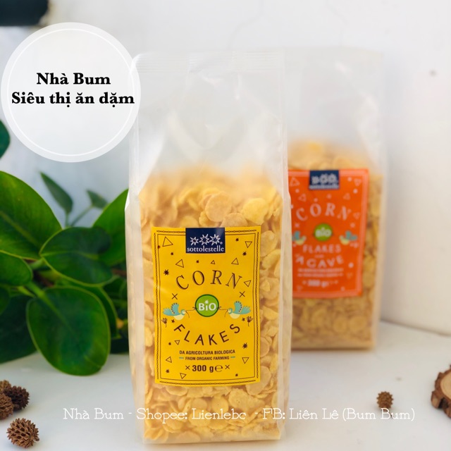 Ngũ cốc hữu cơ bắp ngô cán dẹp Sottolestelle 300g- Có túi dùng thử 50g
