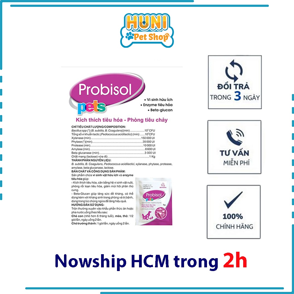 Men tiêu hóa dành cho chó mèo thỏ Men Probisol chứa lợi khuẩn phòng tiêu chảy Huni petshop