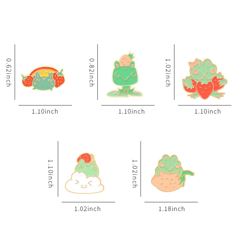 Ghim Cài Áo Bằng Kim Loại Tráng Men Hình Ếch Ăn Dâu Dễ Thương Sáng Tạo