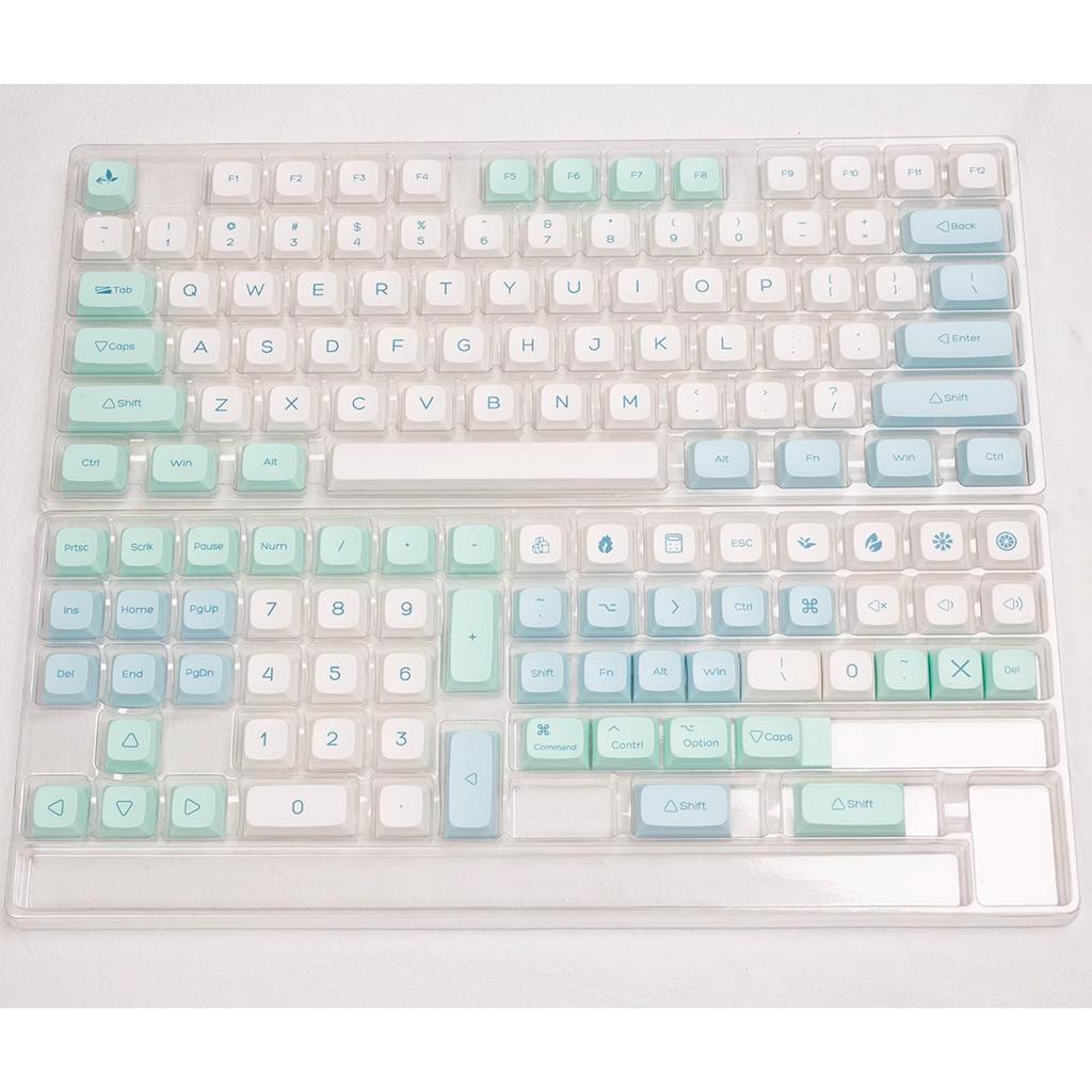 Bộ Keycap Crystal Ice Mint PBT Profile XDA cho bàn phím cơ - 132 nút - Có nút hỗ trợ layout MacOs