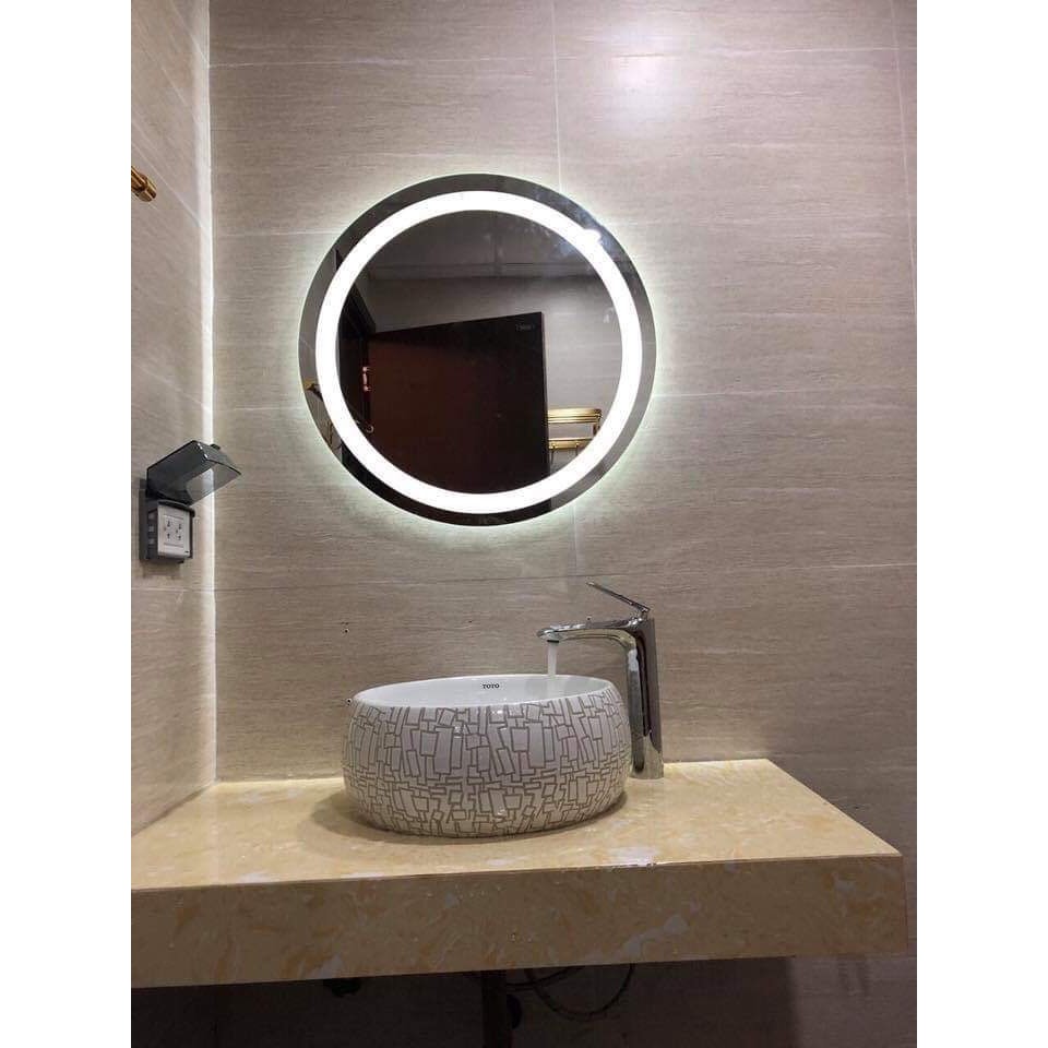 Gương tròn treo tường có đèn led cảm ứng 3 chạm hoặc  đổi 3 màu kích thước tròn D40 cm- guonghoangkim mirror
