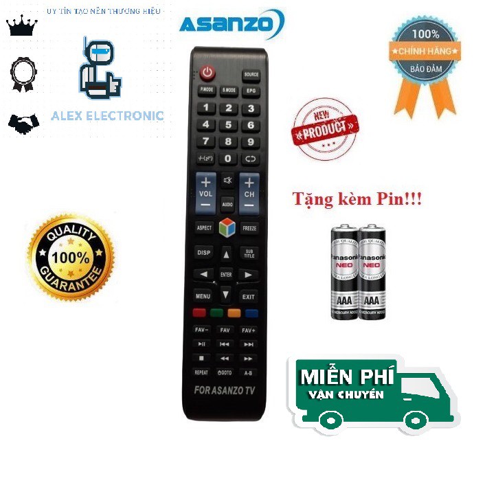 Điều khiển tivi Asanzo Smart TIVI- Hàng tốt Tặng kèm Pin!!!-Điện tử Alex