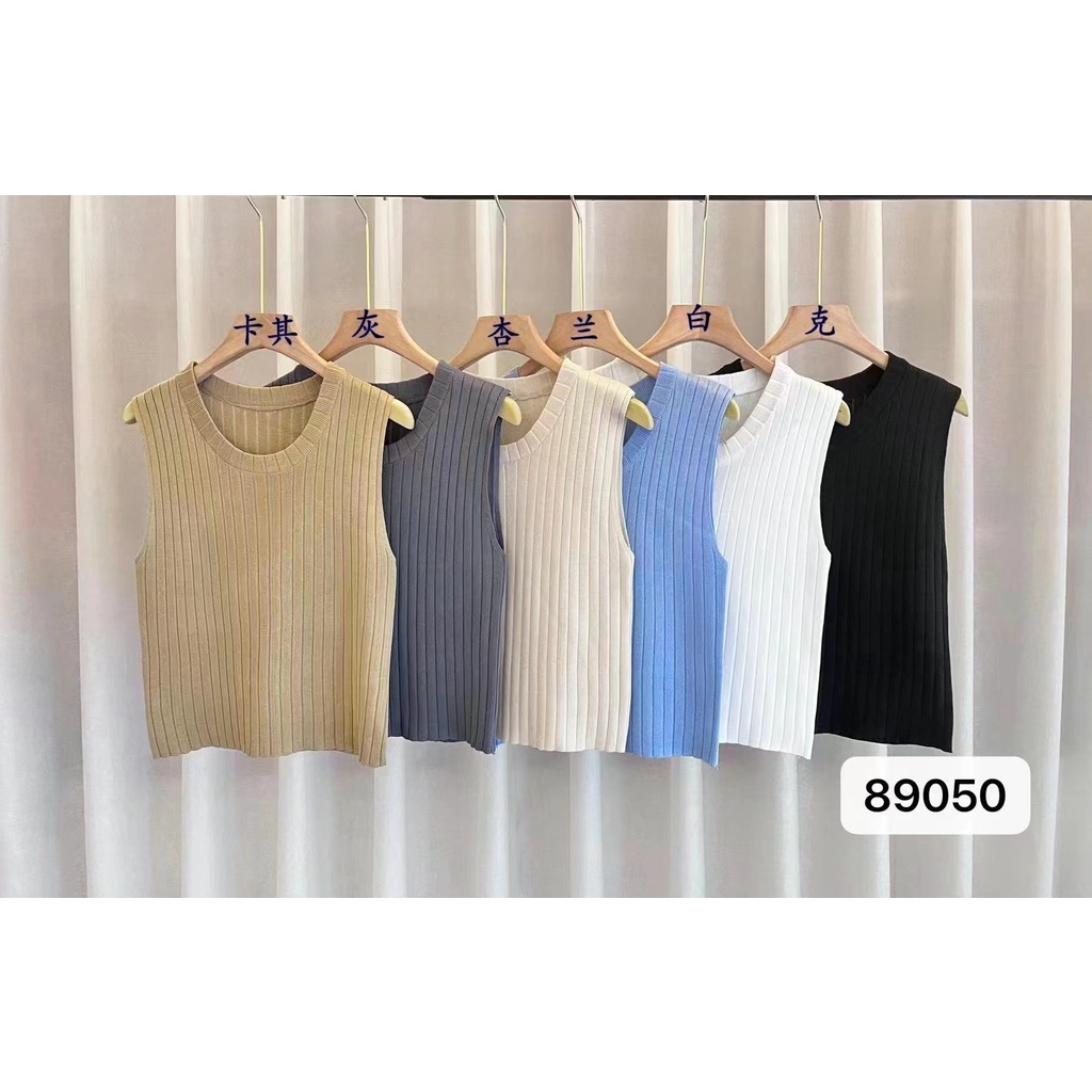 Áo XIAOZHAINV dệt kim không tay cổ tròn phong cách Hàn Quốc 6 màu tùy chọn