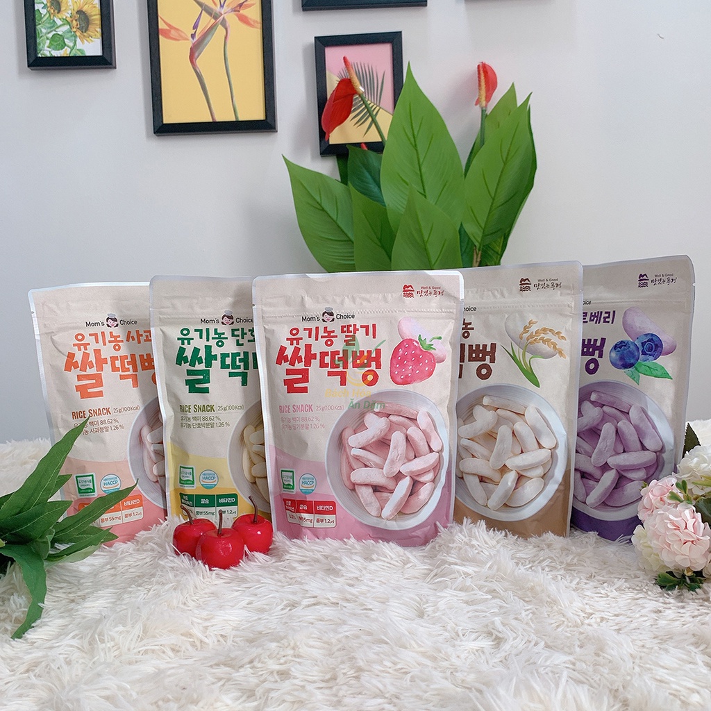 Bánh gạo hữu cơ Mom's Choice Hàn quốc (Đủ vị Gạo, Bí Đỏ, Dâu, Việt Quất) cho bé từ 6 tháng ( Bách Hóa Ăn Dặm)