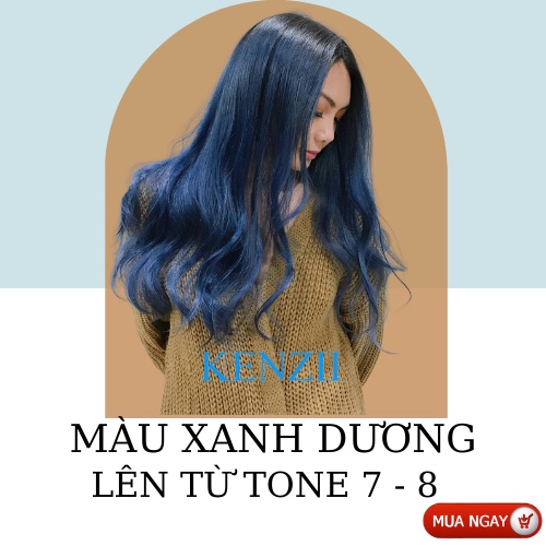 Thuốc Nhuộm Tóc Màu Xanh Dương 💝 Tặng Trợ Nhuộm 💝 Kenzii Lên Từ Tone 7 - 8 ( Thuốc Nhuộm Tóc Xanh Dương )