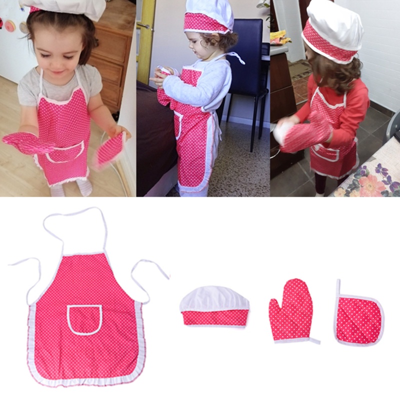 Bộ 4 Tạp Dề Đầu Bếp Hóa Trang Halloween Cho Bé Gái