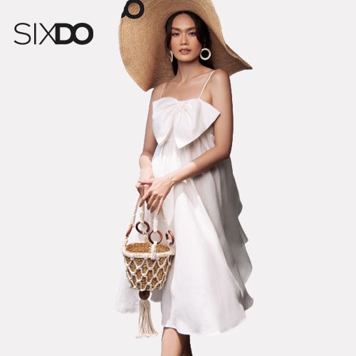 [Mã BMLT30 giảm đến 30K đơn 299K] Đầm hai dây nơ ngực linen SIXDO (Strappy Midi Linen Dress)