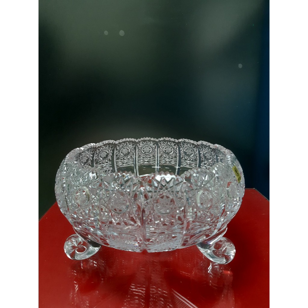 BÁT ĐỂ THẢ HOA PHA LÊ SÉC 3 CHÂN 25CM, MÀI 57