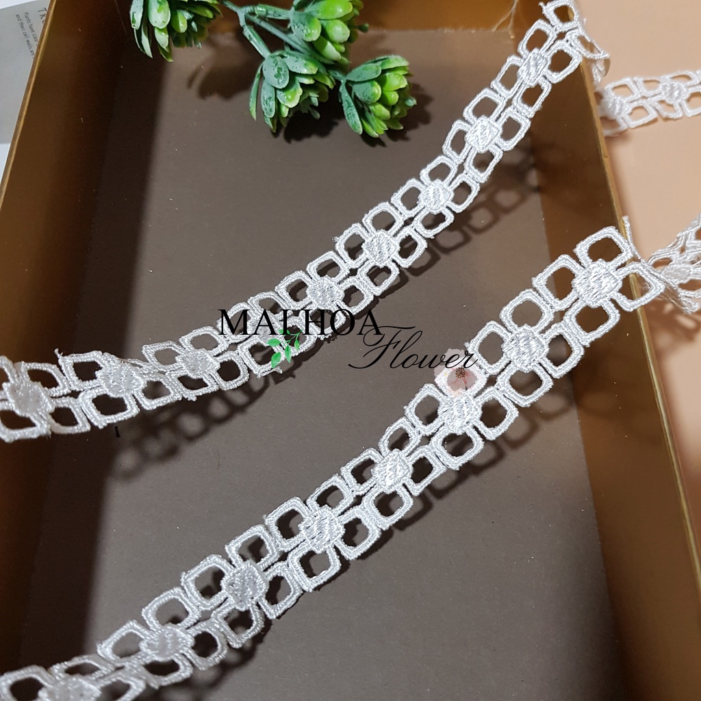 RC34 Cuộn 13 mét dây viền ren trắng may váy áo ren chỉ ren thêu hoa may đồ rộng 2cm Maihoaflower