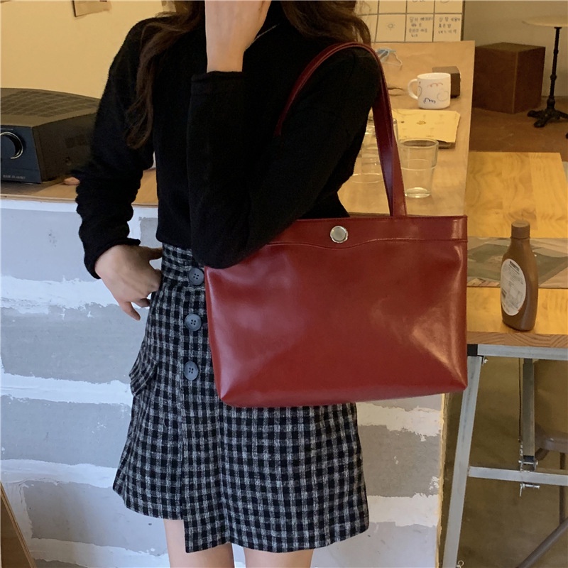 Túi Đeo Vai Cỡ Lớn Bằng Da Bóng Phong Cách retro Thời Trang Cho Nữ