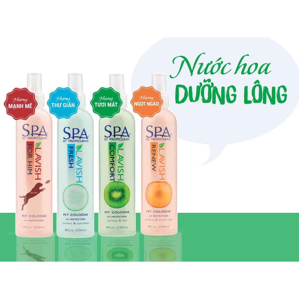 Xịt thơm chó mèo lavish spa Tropiclean 236ml, dưỡng mượt chăm sóc lông thú cưng Con Mèo Xiêm