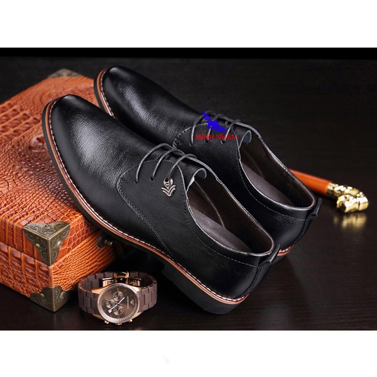 Giày tây nam da bò đế khâu lót cừu buộc dây công sở kiểu Ý Oxford Captoe doanh nhân kinh doanh sang trọng lịch lãm B-1